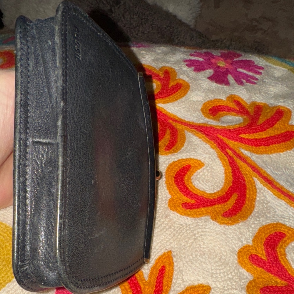 VTG Fossil Kiss Lock Coin Purse Wallet Change Card Holder Leather - Picture 6 of 6
